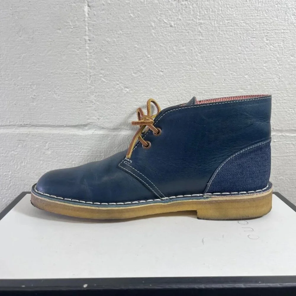 Clarks Originals X‎ Herschel Limited Blue Leather Denim Desert Boots Men's 8.5 M